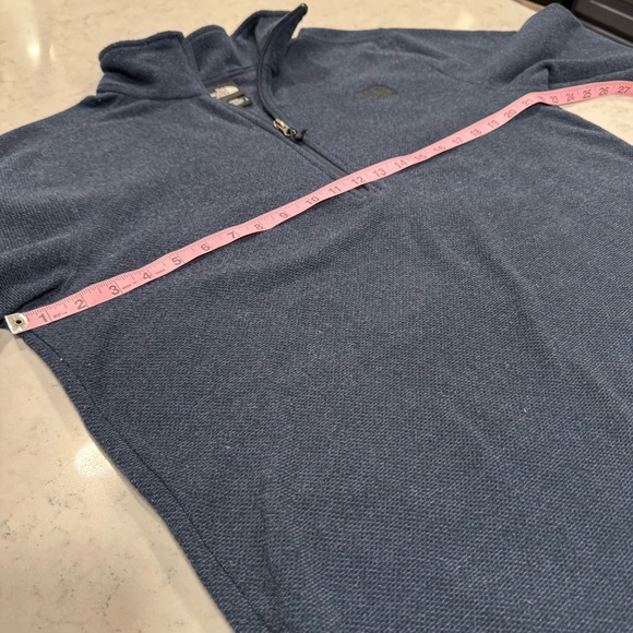 The North Face Men’s Size Large Navy Quarter Zip Pullover Sweatshirt Black Logo - Picture 10 of 14